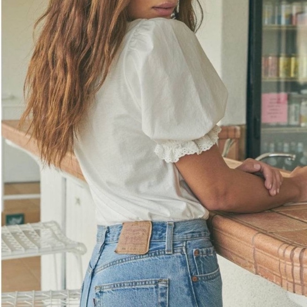 Rails Laurel White Puff Sleeve Top